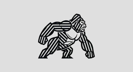 Stylized Gorilla with Striped Pattern.
