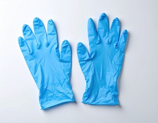 Blue medical gloves on a white background