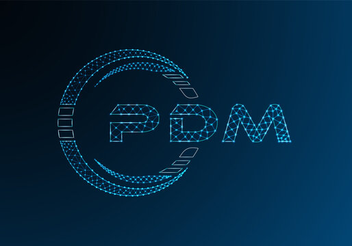 PDM low poly letter logo vector design. PDM lower poly logo design. Low poly logo.