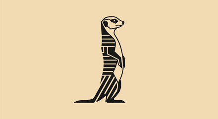 Stylized Meerkat Standing Tall in Minimalist Art Style.