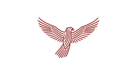 Stylized Red Eagle Logo Design with Open Wings.