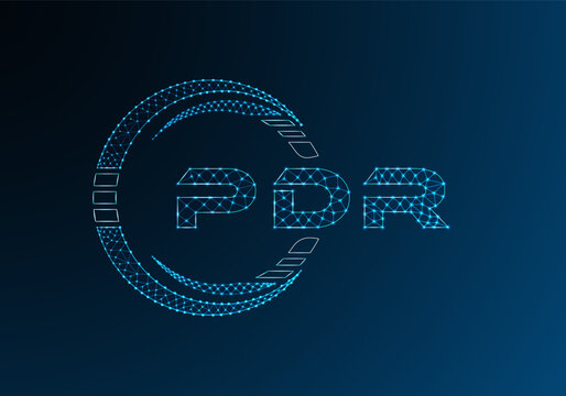 PDR low poly letter logo vector design. PDR lower poly logo design. Low poly logo.