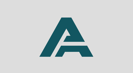Stylized letter A logo design in teal on a neutral background.