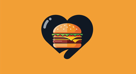 Delicious Burger in a Heart Shape.