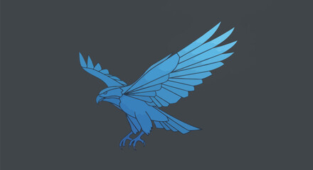 Majestic Blue Falcon in Flight with Wings Spread.