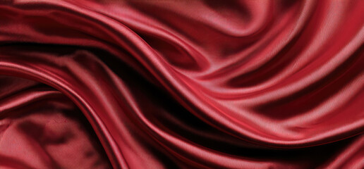 Obraz premium Deep burgundy silk drapes in luxurious folds