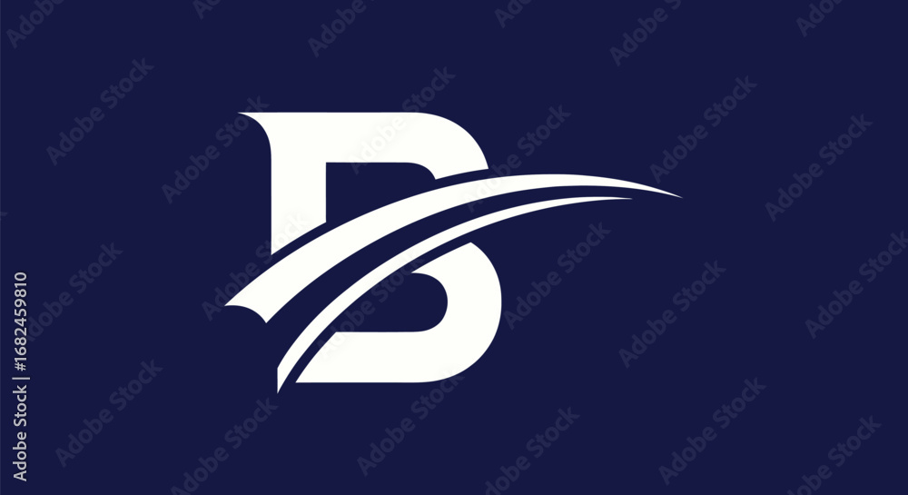 Poster stylish letter b logo design with dynamic swoosh element.