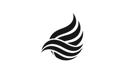 Obraz premium Abstract black flame or wing-like emblem on a white background.
