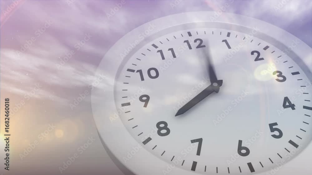 Poster animation of happy new year text over clock