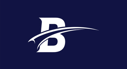 Dynamic Letter B Logo Design with Elegant Swoosh Element.