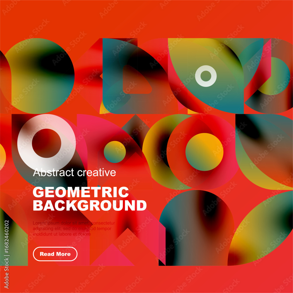 Aufkleber vibrant abstract composition. overlapping circles, squares create dynamic visual texture. red domina
