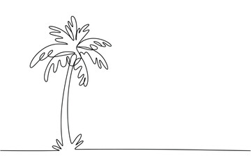 Obraz premium Minimalist single line drawing of a tropical palm tree