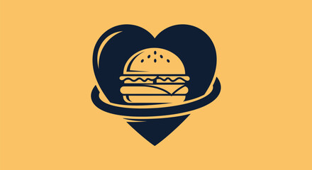 Heart-shaped embrace of a classic hamburger symbolizing love for fast food.