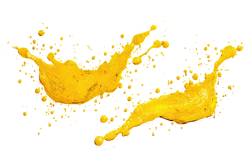 Yellow liquid splashes on black background