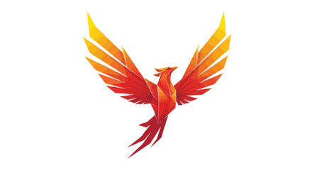 Vibrant Phoenix Bird Flying with Spread Wings.