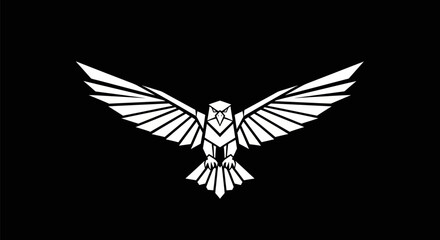 Geometric Owl with Spread Wings in Minimalist Style.