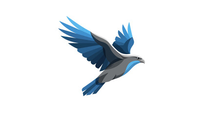 Majestic Blue and Gray Bird in Flight with Wings Spread.