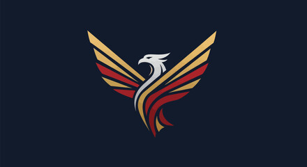 Obraz premium Majestic Phoenix Bird Logo with Spread Wings.