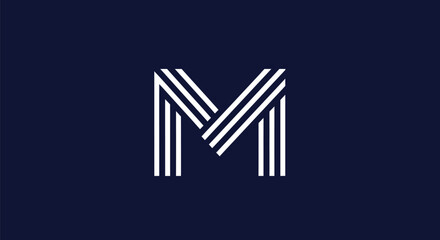 Stylized letter M logo design with parallel lines creating a modern and elegant monogram.