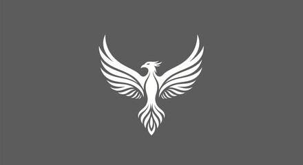 Majestic Phoenix Bird with Spread Wings in a Minimalist Style.