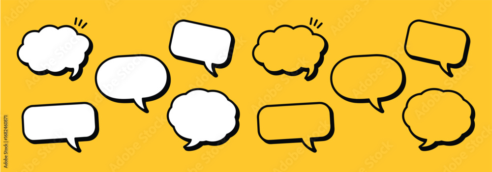 Aufkleber speech bubble icon set a diverse collection of hand drawn style speech bubbles for communication dia
