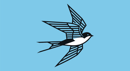 Stylized swallow bird in flight with outstretched wings.