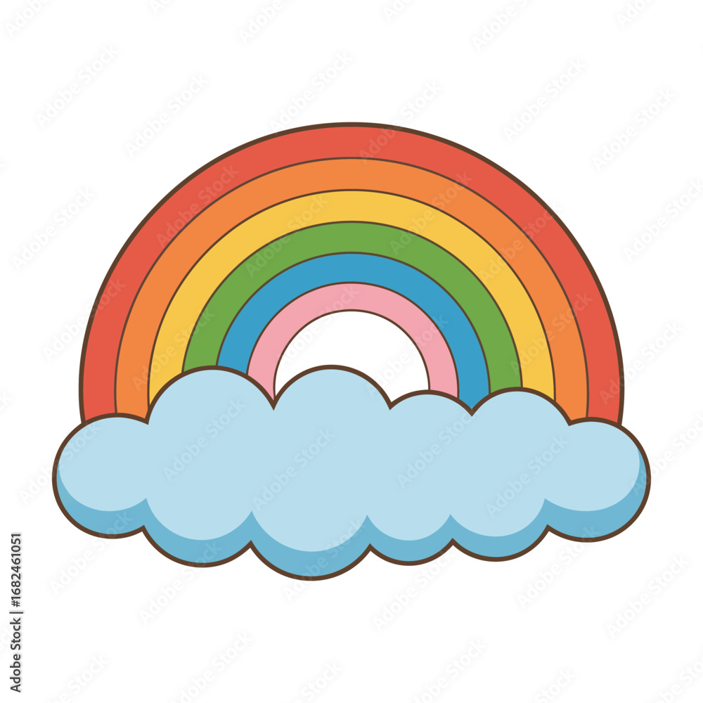 Poster Vibrant Rainbow Arching Over Fluffy Clouds A Colorful Vector Illustration Bringing Joy and Optimism to Any Design on a Transparent Background