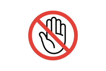 Obraz premium Prohibition Sign with Hand: Symbolizing Restriction, Warning, and Access Control in a Clear and Universal Graphic Representation on Transparent BG