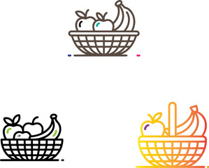 Fruit basket with apples and bananas healthy food fresh produce