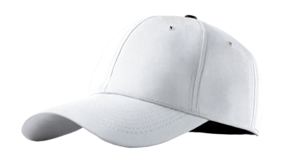 White baseball cap, angled view