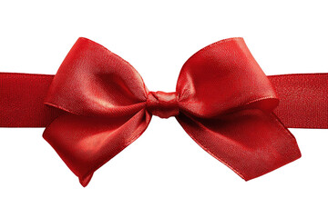 Vibrant red ribbon bow, centered on a black background