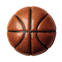 Top-down view of a vintage leather basketball