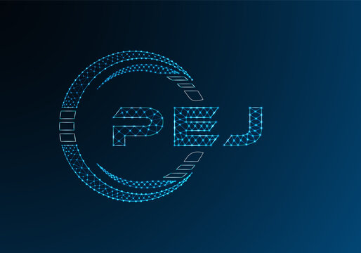 PEJ low poly letter logo vector design. PEJ lower poly logo design. Low poly logo.