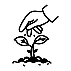 A drawing style icon representing planting seed
