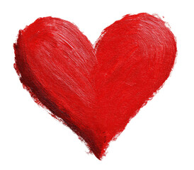 Vibrant red heart, painterly texture