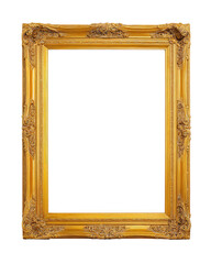 Empty gold ornate picture frame