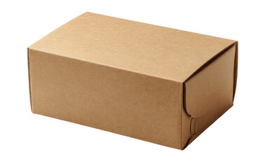 Rectangular light brown cardboard box.  Simple, closed, and flat
