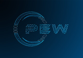 PEW low poly letter logo vector design. PEW lower poly logo design. Low poly logo.
