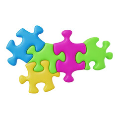 Obraz premium Colorful puzzle pieces connected on transparent background