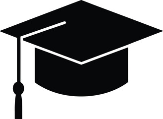 Black graduation cap with tassel vector illustration for academic achievement transparent background