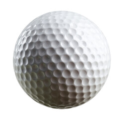Close-up of a white golf ball.  The ball is perfectly round and shows a dimpled surface