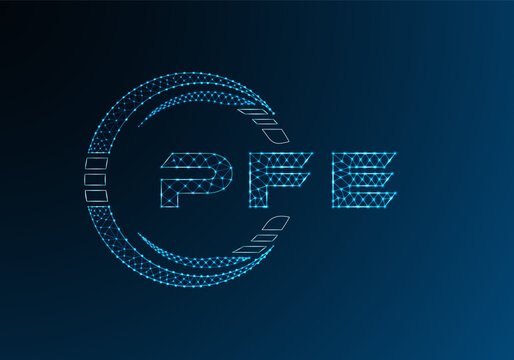 PFE low poly letter logo vector design. PFE lower poly logo design. Low poly logo.