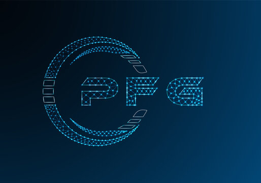 PFG low poly letter logo vector design. PFG lower poly logo design. Low poly logo.