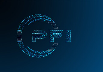 PFI low poly letter logo vector design. PFI lower poly logo design. Low poly logo.