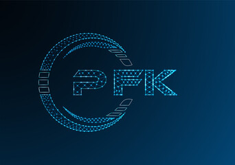 PFK low poly letter logo vector design. PFK lower poly logo design. Low poly logo.