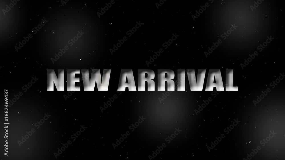 Poster new arrival text overlay on dark starry space background words message