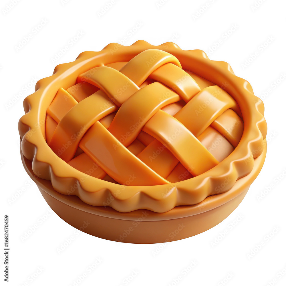Poster 3d apple pie with lattice crust isolated on transparent background