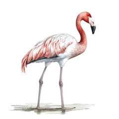 Fototapeta premium Elegant Flamingo with Pink Plumage and Distinctive DownCurved Beak (1)