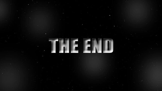 The End Text Overlay on Dark Starry Space Background words message