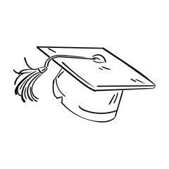 Academic Graduation Cap Hand Drawn Vector for University Event | Hand-drawn graduation hat vector for school, college, and university designs, perfect for 2025 themes